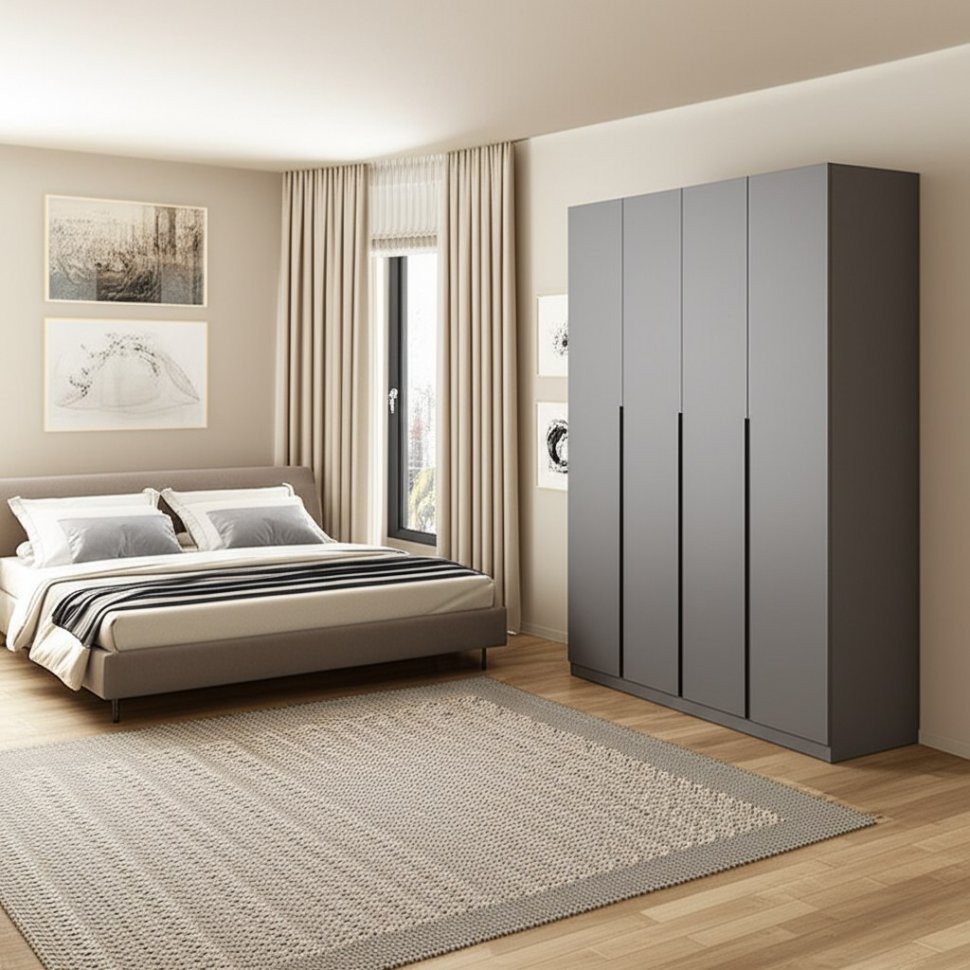 Шкаф распашной с наполнением (13 полок + 2 ящика) ШК 5 (1600), Графит