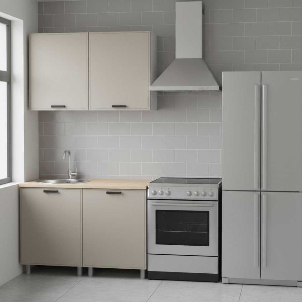 Кухня Аленушка 1,2м Магнолия Керамика,скоба черный,сонома