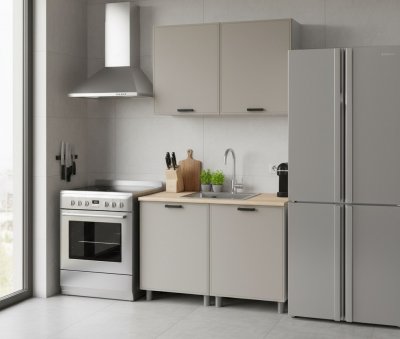 Кухня Аленушка 1,2м Магнолия Керамика,скоба черный,сонома