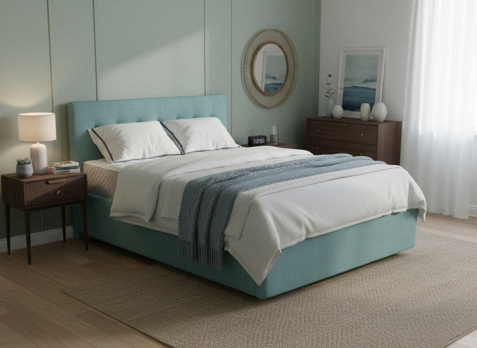 Кровать Nova 1400 с основанием / бирюза №21