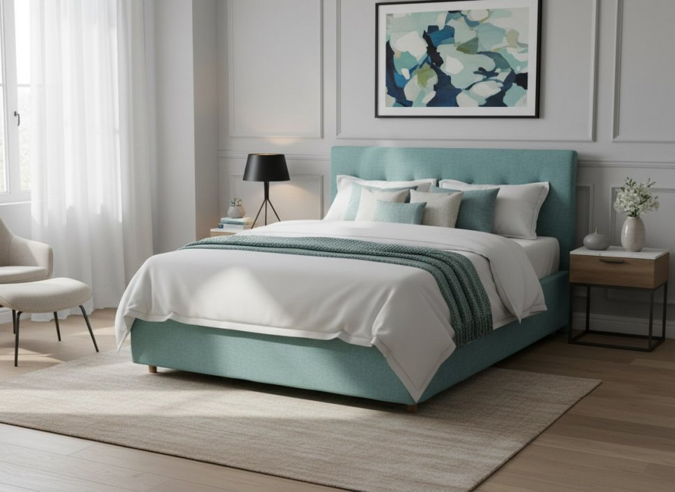 Кровать Nova 1400 с основанием / бирюза №21