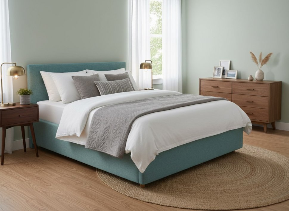 Кровать Nova 1400 с основанием / бирюза №21