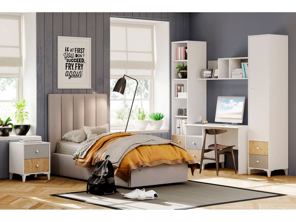 Детская Морти 1 Дуб Бунратти/белый/серый