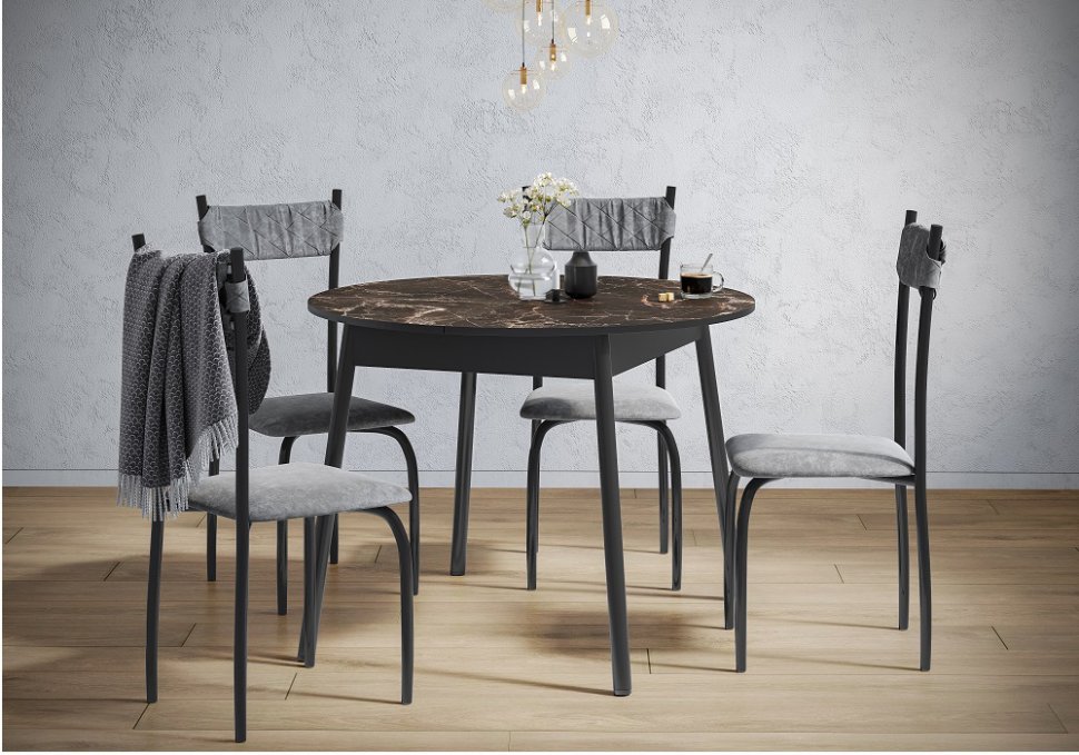 Стол раздвижной Цент (Мебель-Трейд) Мрамор черный