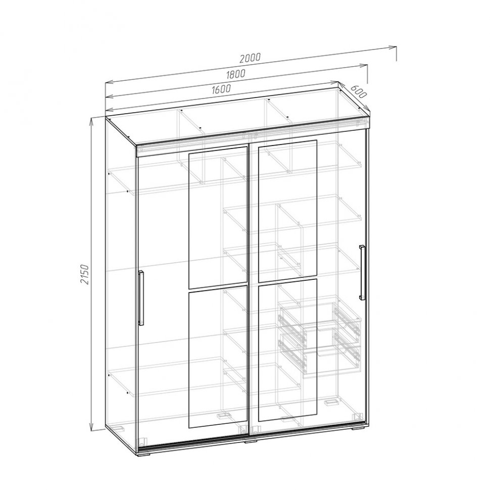 Шкаф-купе Магнат 1600 ШМЗ-1.6 ЗРК (Венге / Дуб молочный)
