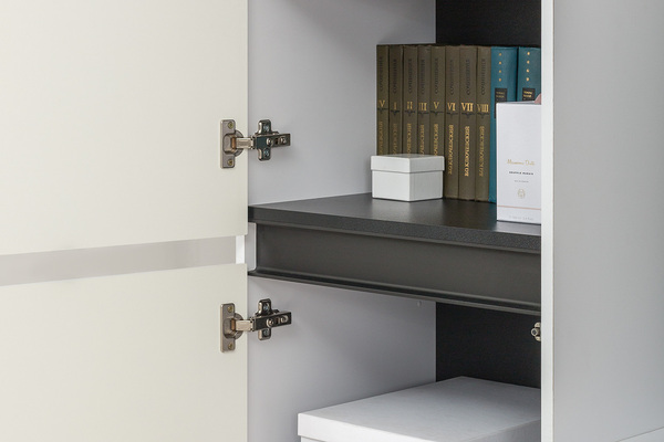 Сидней шкаф 13.200 Белый/Белый глянец/Черный