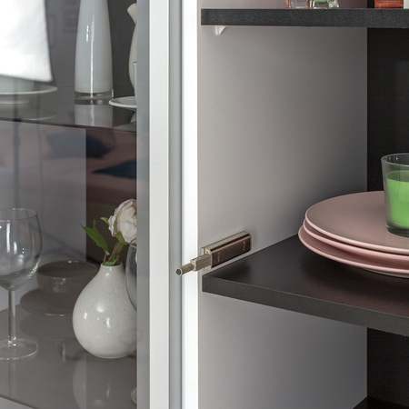 Сидней шкаф 13.200 Белый/Белый глянец/Черный