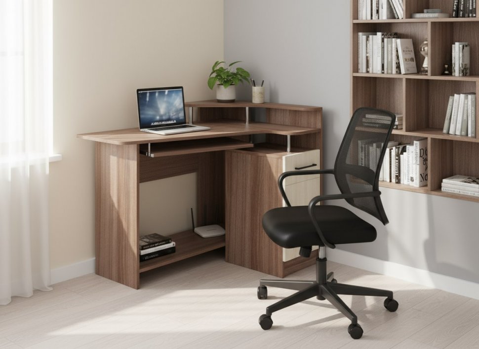 Интел-5 стол компьютерный Ясень Шимо темный / Светлый