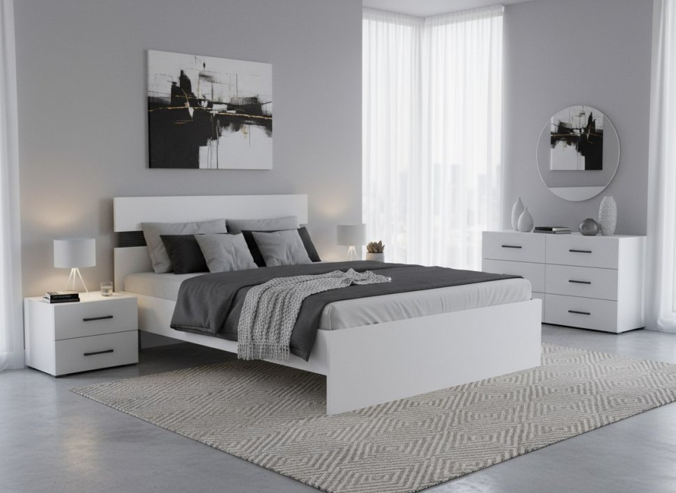 Сити 72 кровать с орт. основанием Белая Аляска / Черный