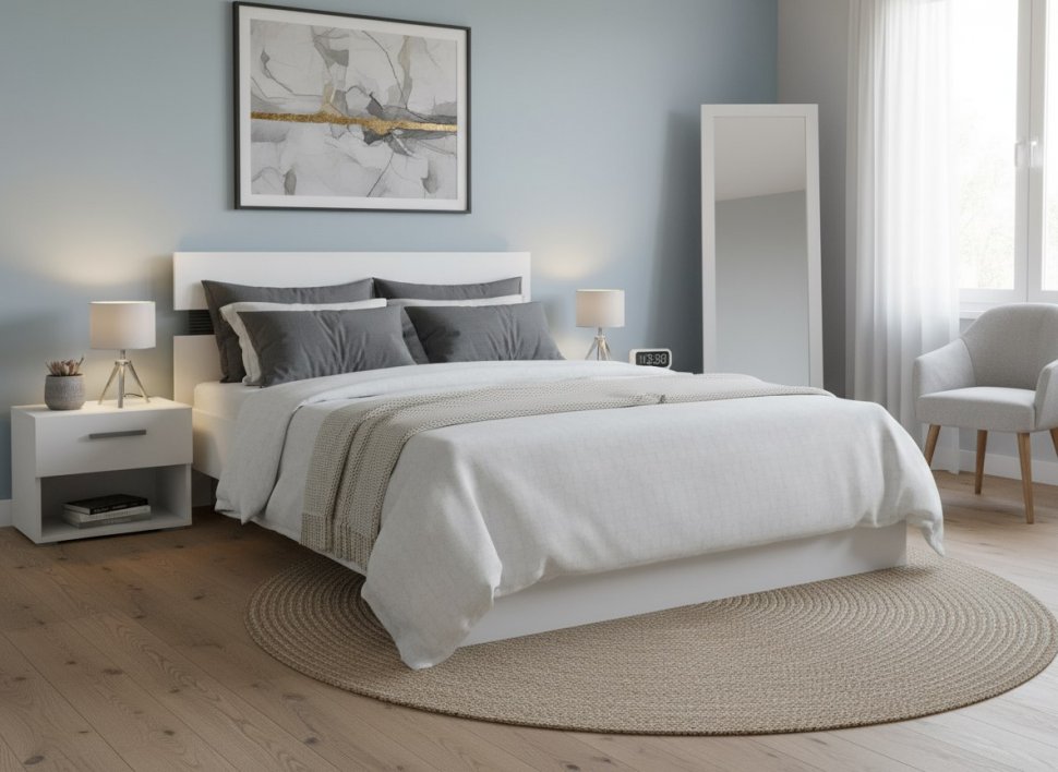 Сити 72 кровать с орт. основанием Белая Аляска / Черный