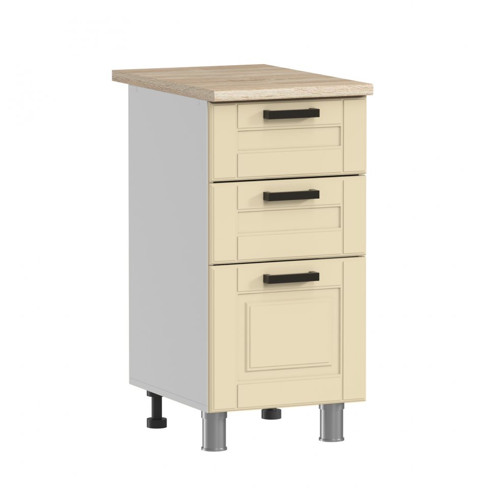 Кухня Аленушка 1 м с 3 ящ. Астра Крем,скоба черный,сонома