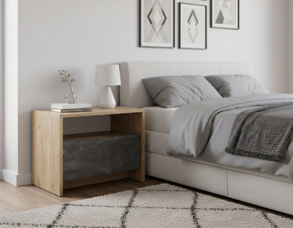 МСП 1 тумба прикроватная / Дуб Золотой/Камень темный