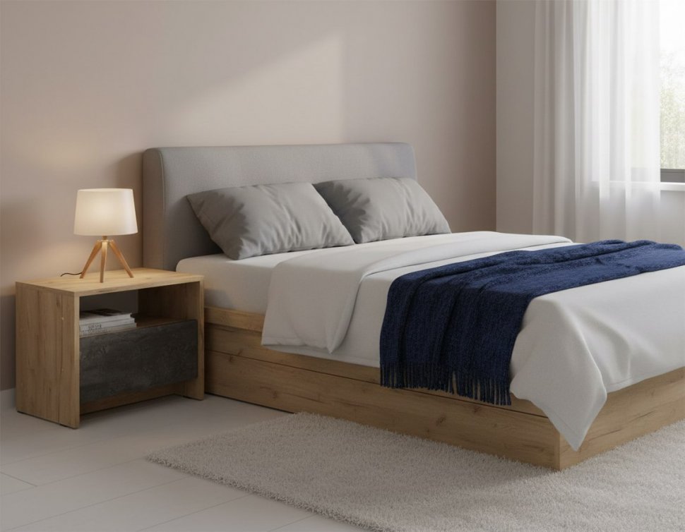 МСП 1 тумба прикроватная / Дуб Золотой/Камень темный