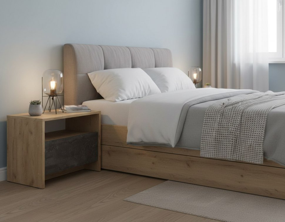 МСП 1 тумба прикроватная / Дуб Золотой/Камень темный