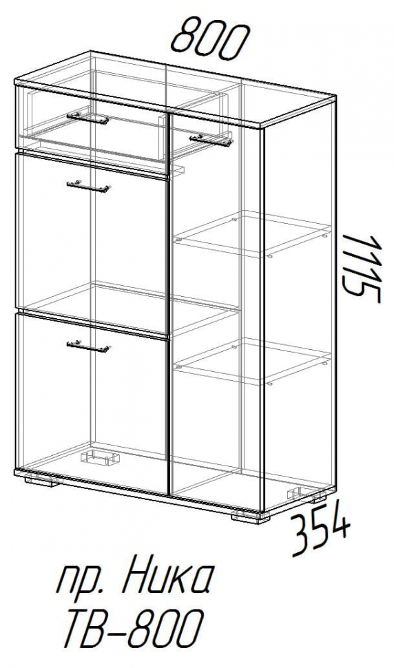  Тумба высокая НИКА ТВ-800 ЭРА (Венге/Лоредо)
