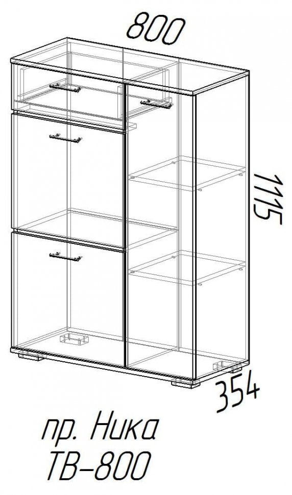  Тумба высокая НИКА ТВ-800 ЭРА (Венге/Лоредо)
