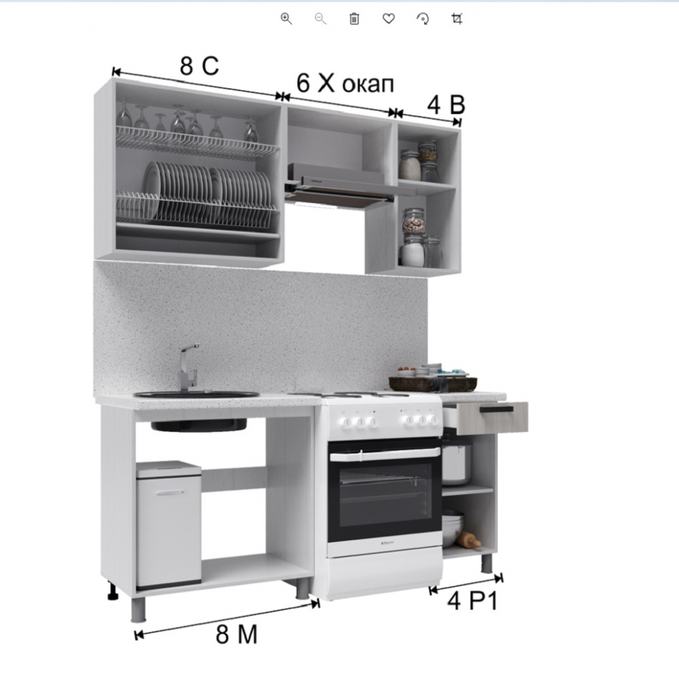 Кухня Танго 1,8 м с окапом, Белый