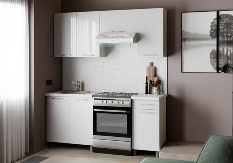 Кухня Танго 1,8 м с окапом, Белый