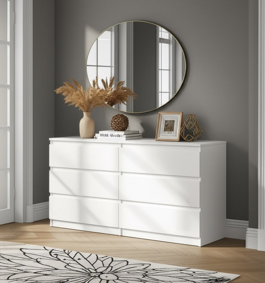 Комод с ящиками 1,38м Денвер, белый
