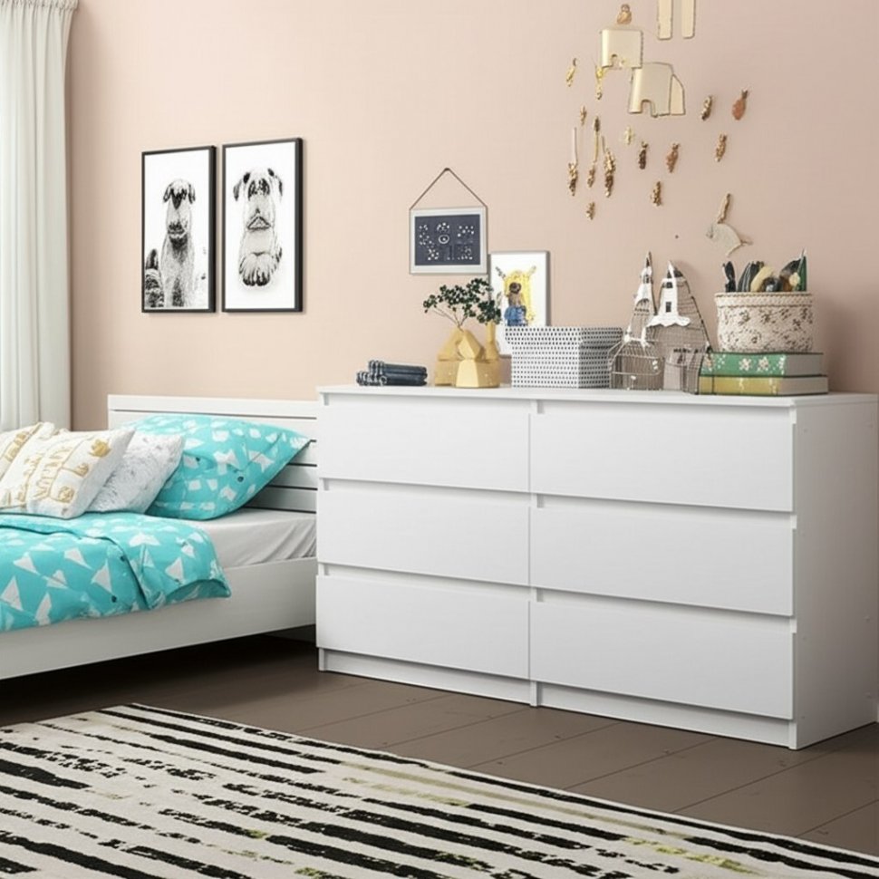 Комод с ящиками 1,38м Денвер, белый