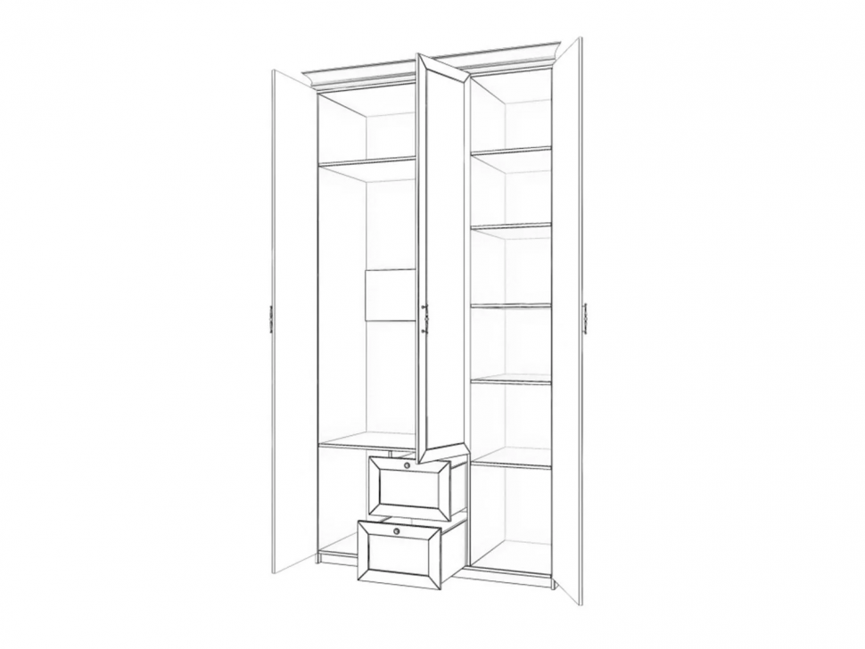 Бэль Шкаф трехдверный Слоновая кость