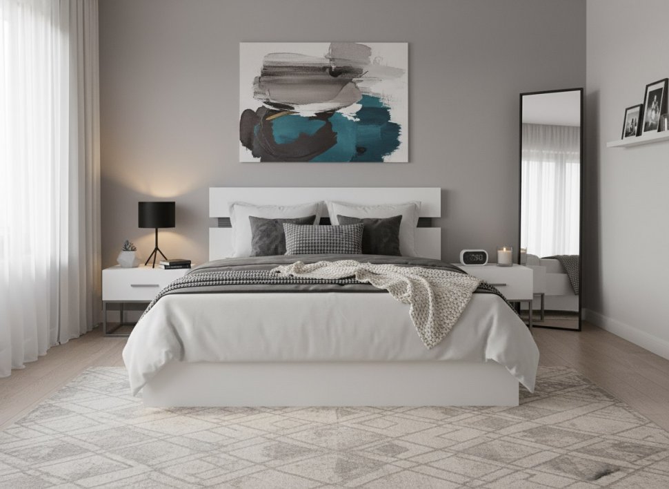 Сити 73 кровать с орт. основанием Белая Аляска / Черный