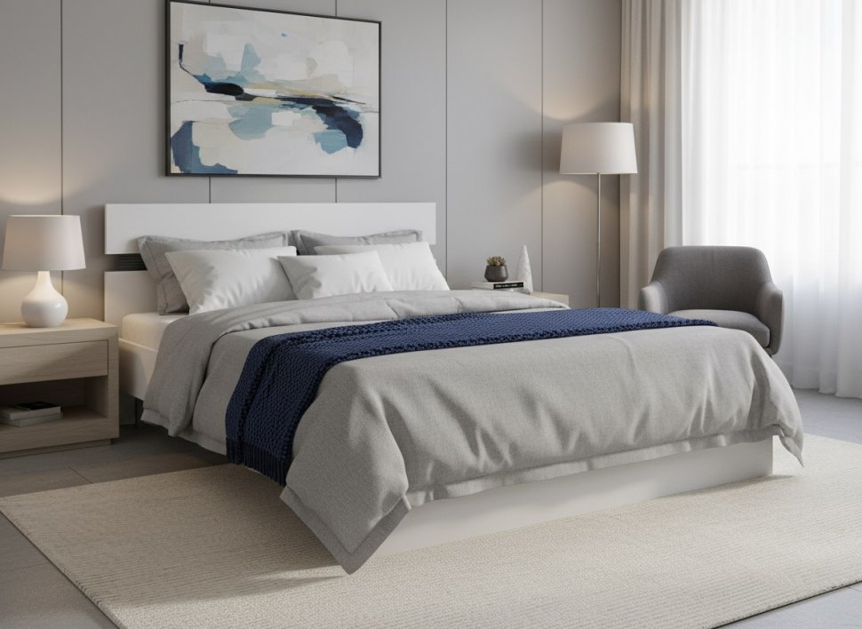 Сити 73 кровать с орт. основанием Белая Аляска / Черный