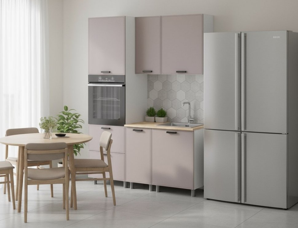 Кухня Аленушка 1,6м ПД Магнолия Кашемир,скоба черный,сонома