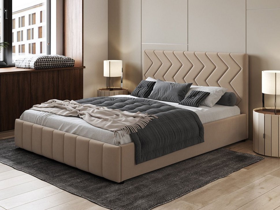 Милана кровать 140 Tenerife latte (бежевый кофейный)