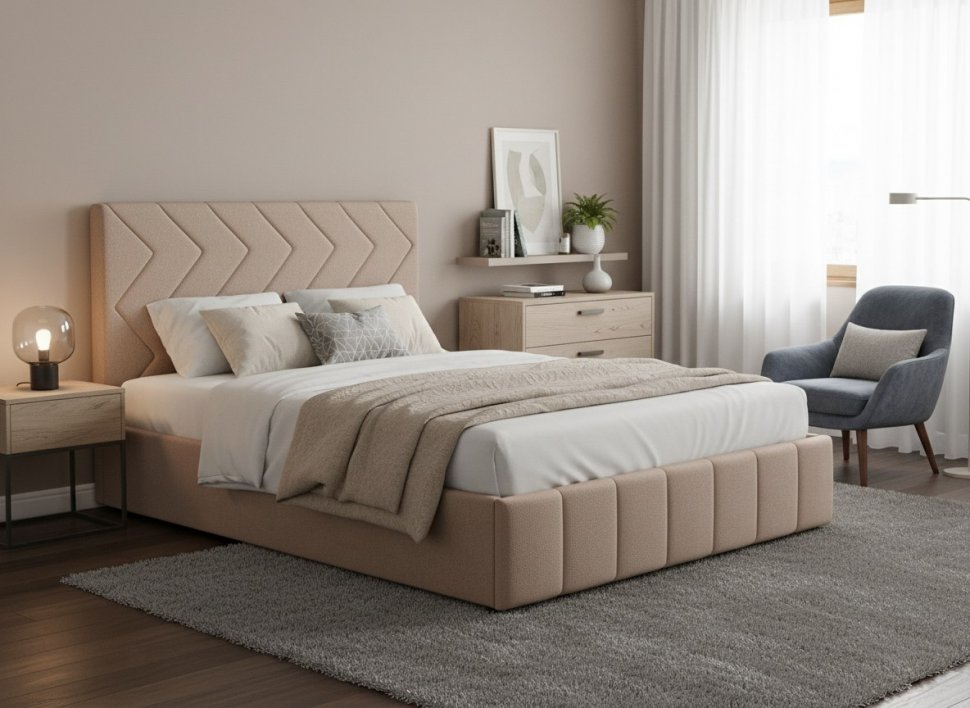 Милана кровать 140 Tenerife latte (бежевый кофейный)