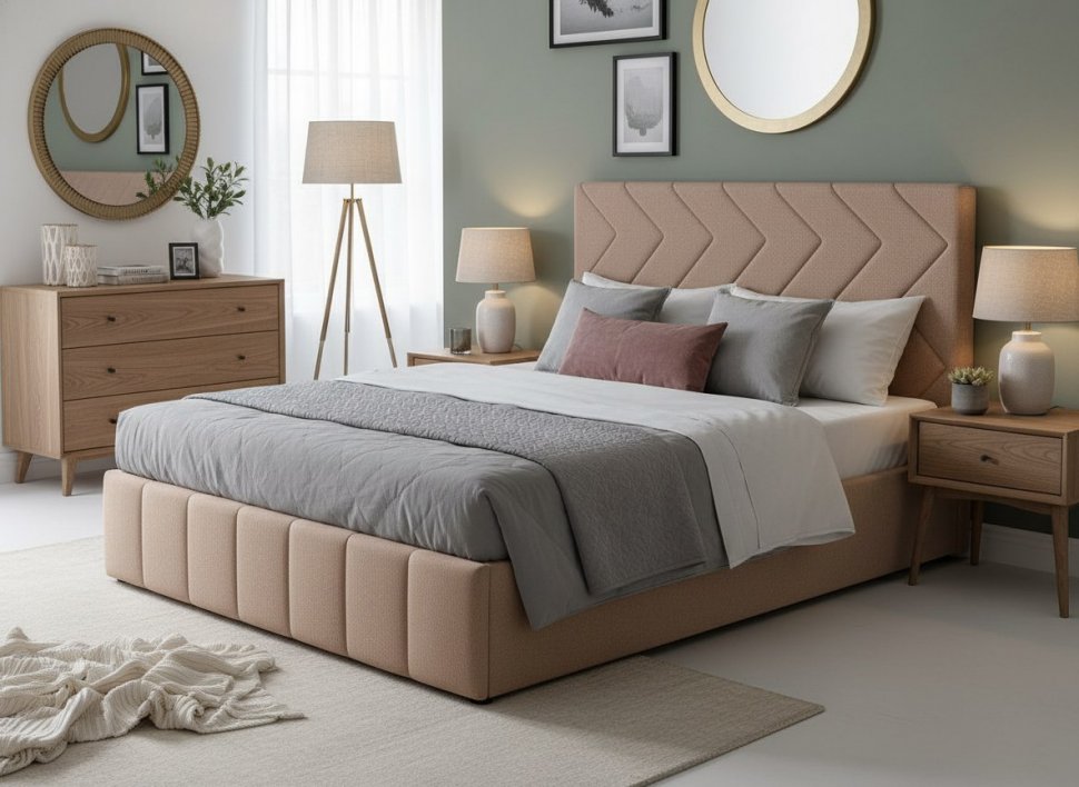 Милана кровать 140 Tenerife latte (бежевый кофейный)