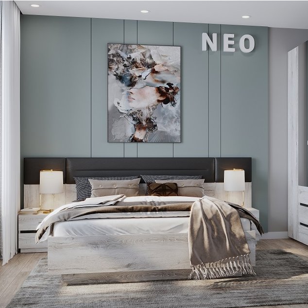 Кровать 180х200 Neo 306 (Глазов) с подъемным механизмом Дуб Шавиниган