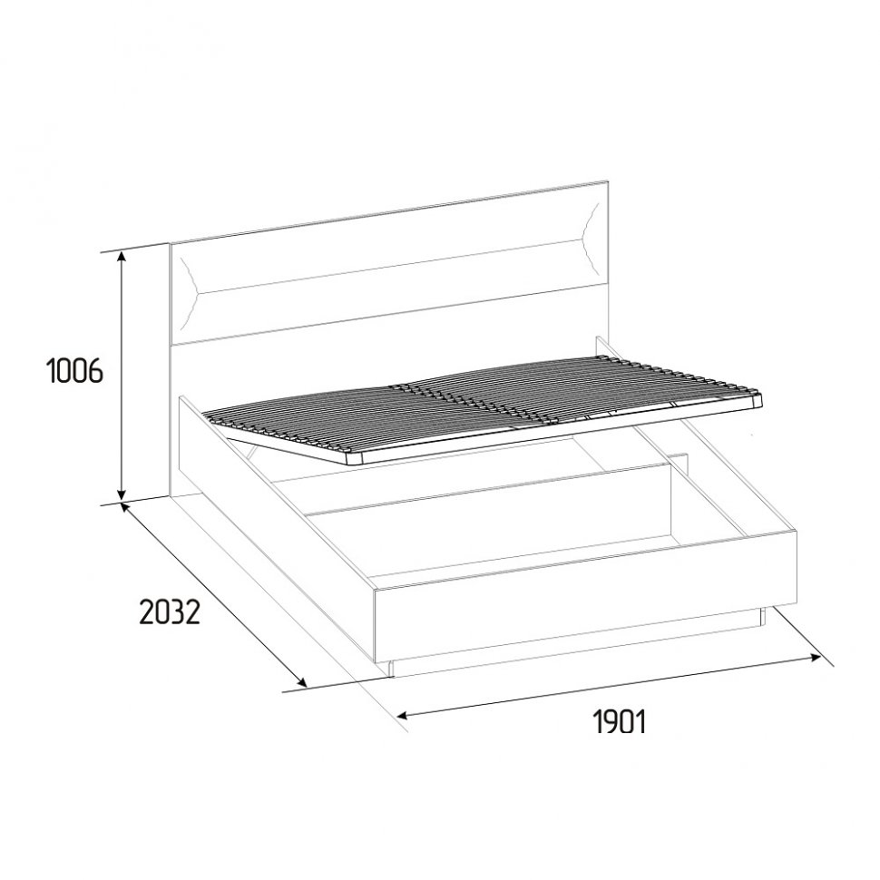Кровать 180х200 Neo 306 (Глазов) с подъемным механизмом Дуб Шавиниган