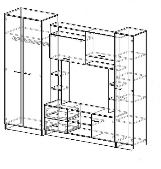 Стенка в гостиную Марта 11 (ЭРА) Сосна