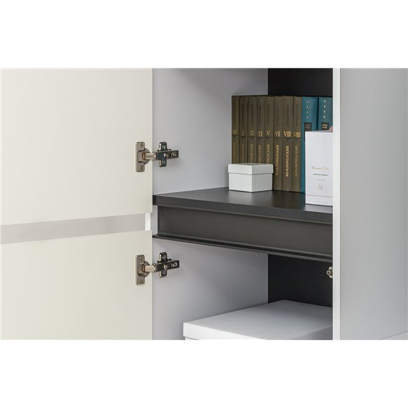 Сидней шкаф с ящиком 13.202 Белый/Белый глянец/Черный