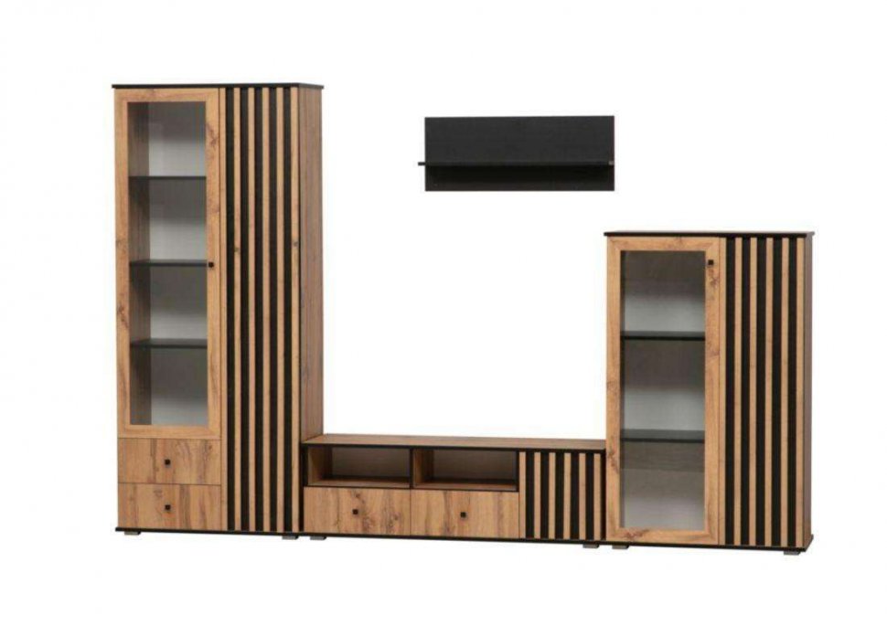 Стенка Либерти 1 (опора h20) Дуб вотан/Черный