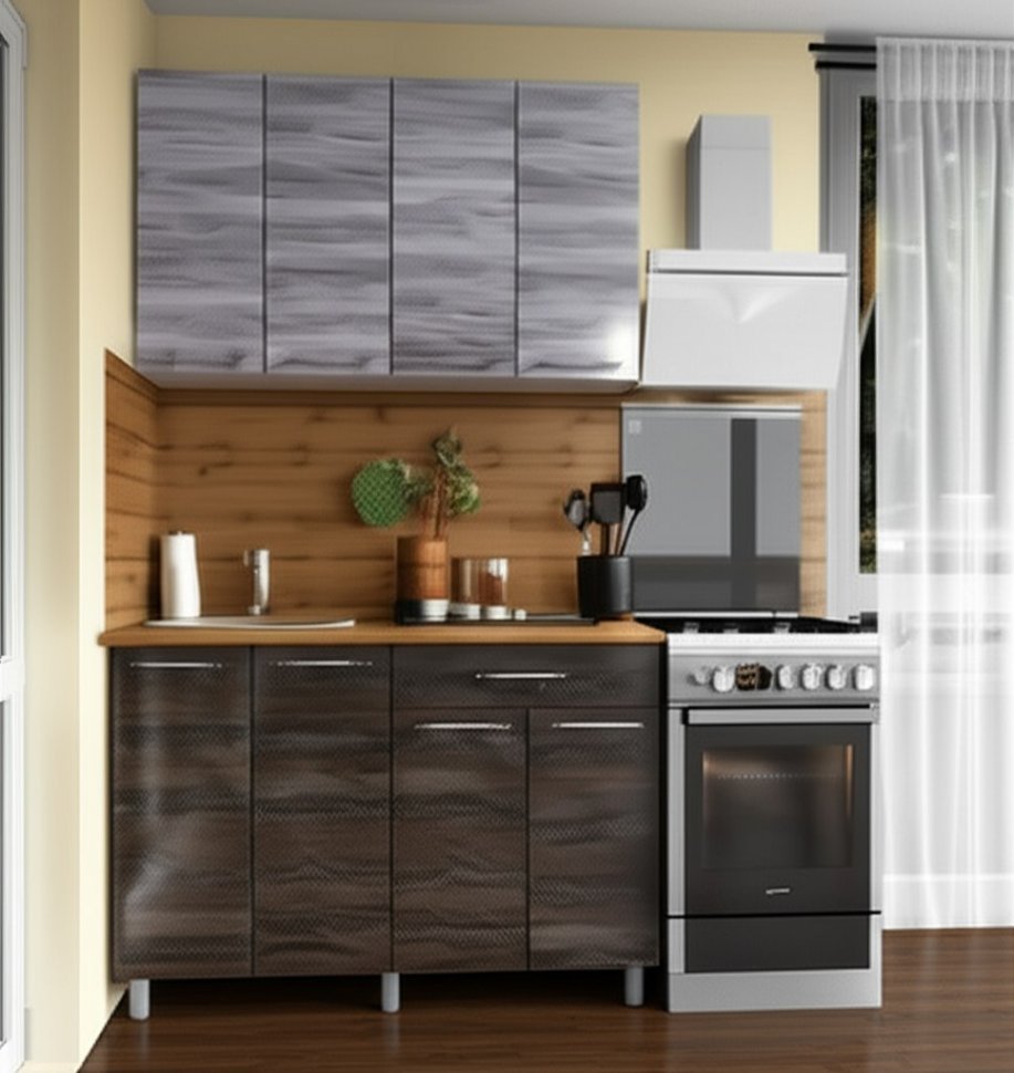 Кухня Танго 1,2 м, Шале серебро, Шале дуб мореный