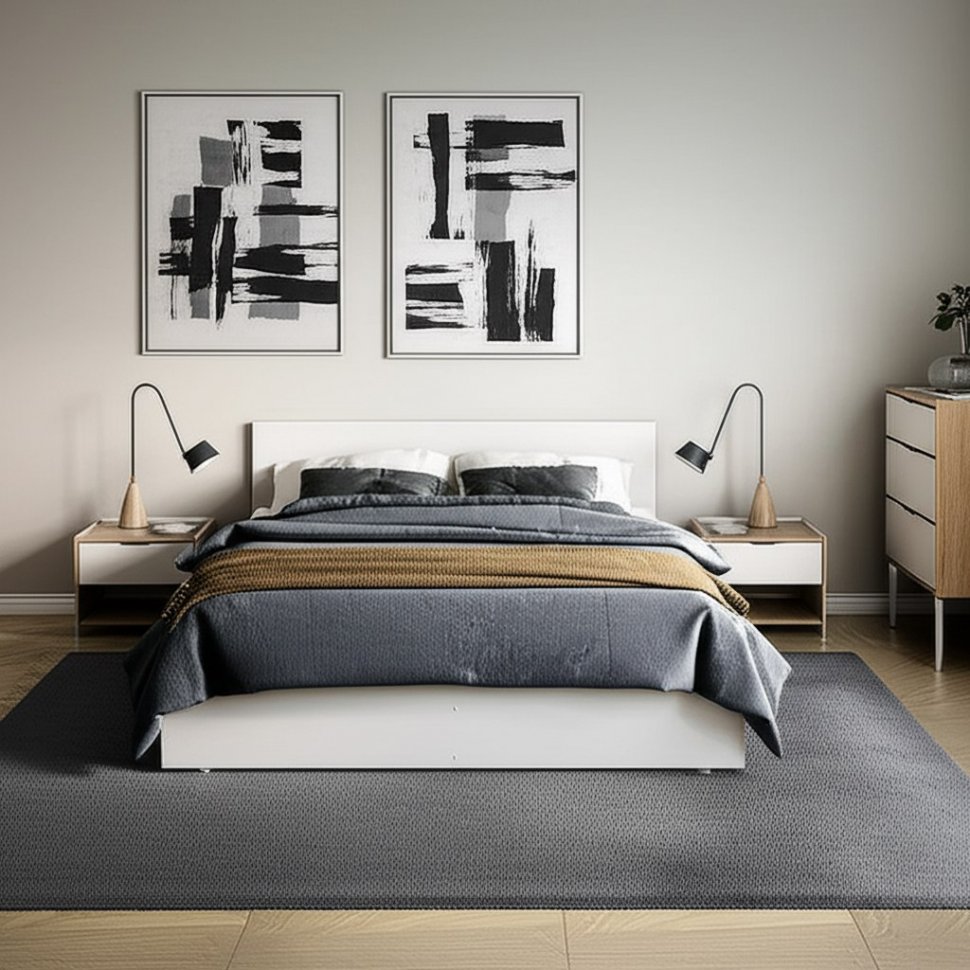 Кровать с проложками 160х200 Денвер, Дуб золотой, Белый шагрень