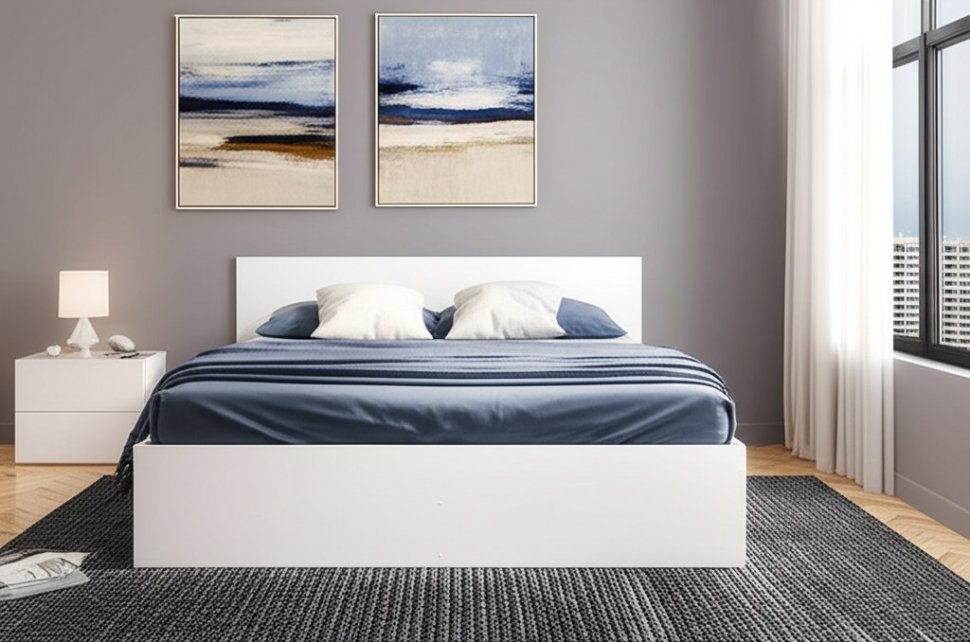 Кровать с проложками 160х200 Денвер, Дуб золотой, Белый шагрень