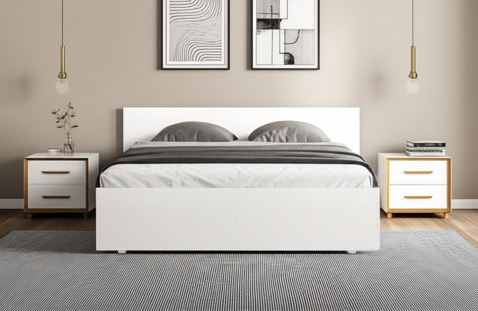 Кровать с проложками 160х200 Денвер, Дуб золотой, Белый шагрень