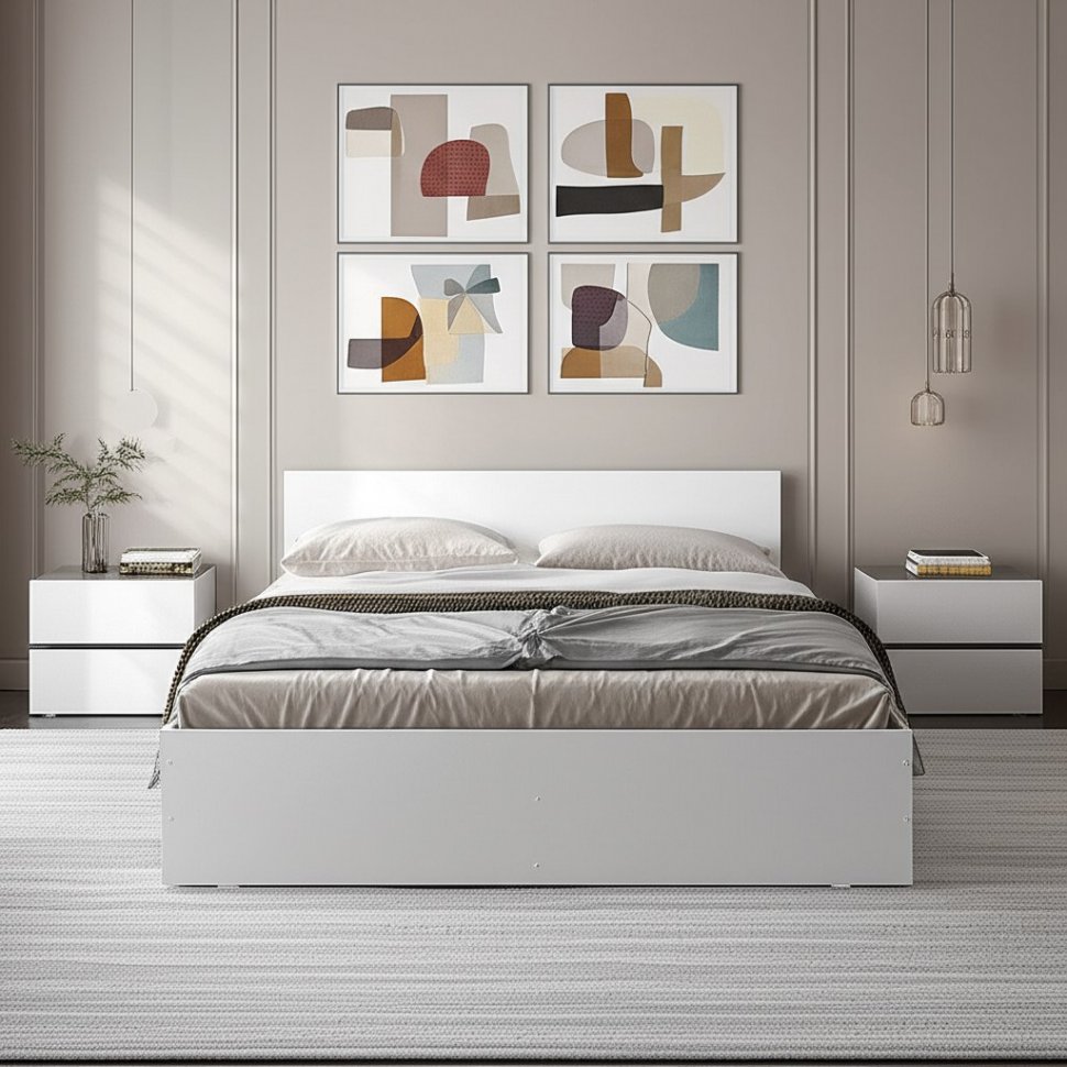 Кровать с проложками 160х200 Денвер, Дуб золотой, Белый шагрень