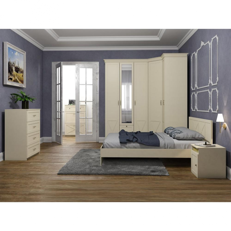 Бэль Шкаф трехдверный + Карнизы 1204/550 Слоновая кость