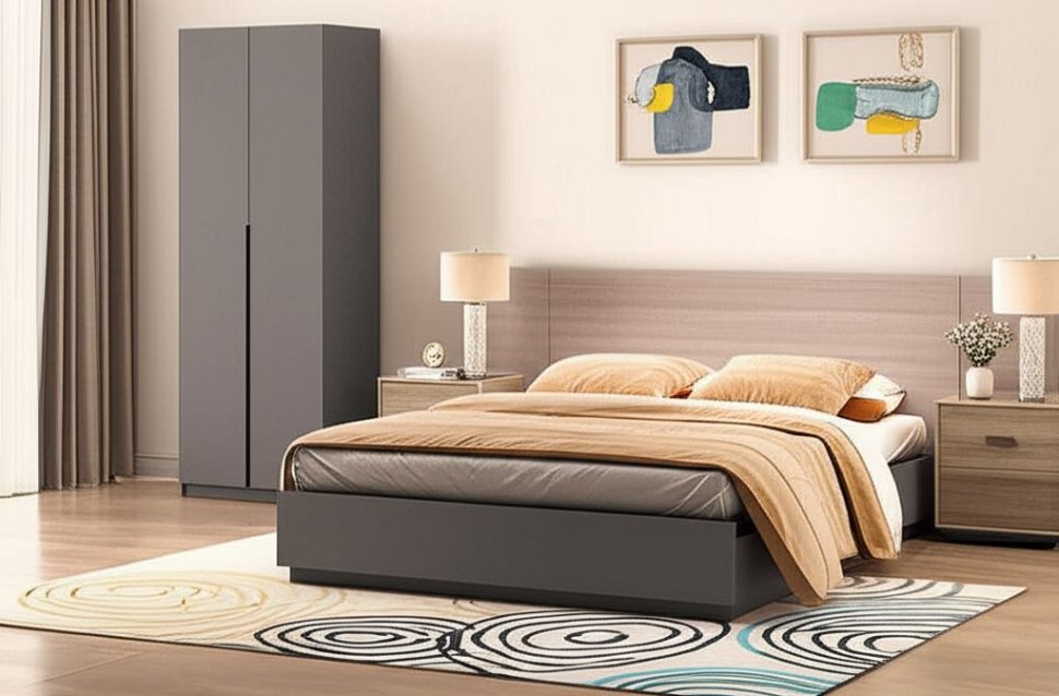 Шкаф распашной с наполнением (3 полки + штанга) ШК 5 (800), Графит