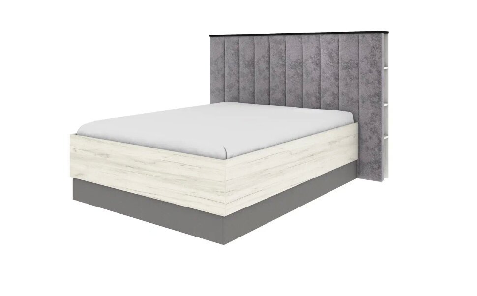 Бастион Кровать с п/м 1600 Дуб Крафт белый / Серый шифер