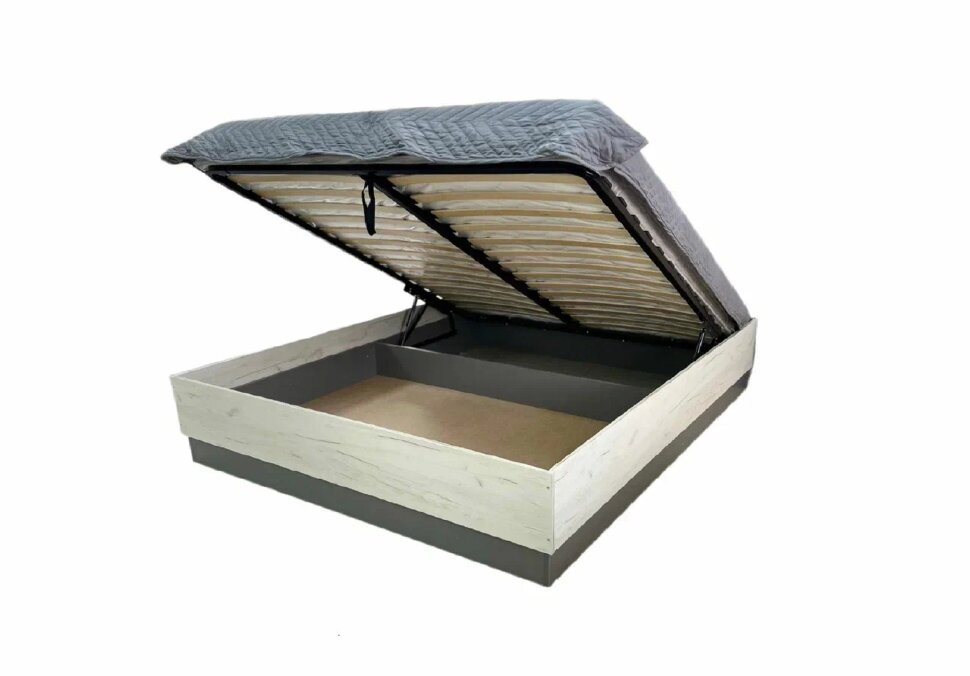 Бастион Кровать с п/м 1600 Дуб Крафт белый / Серый шифер