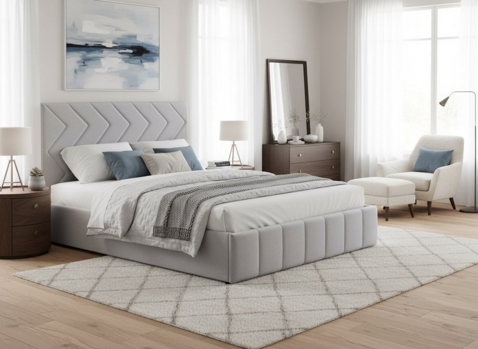 Милана кровать 140 Tenerife silver (светло-серый)