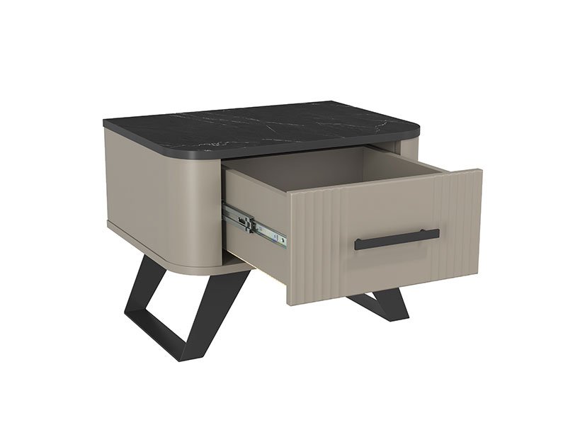 Фиделия тумба прикроватная 76.07 серый камень / мрамор черный