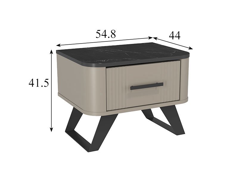 Фиделия тумба прикроватная 76.07 серый камень / мрамор черный