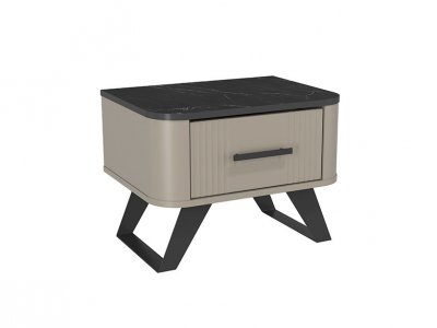 Фиделия тумба прикроватная 76.07 серый камень / мрамор черный