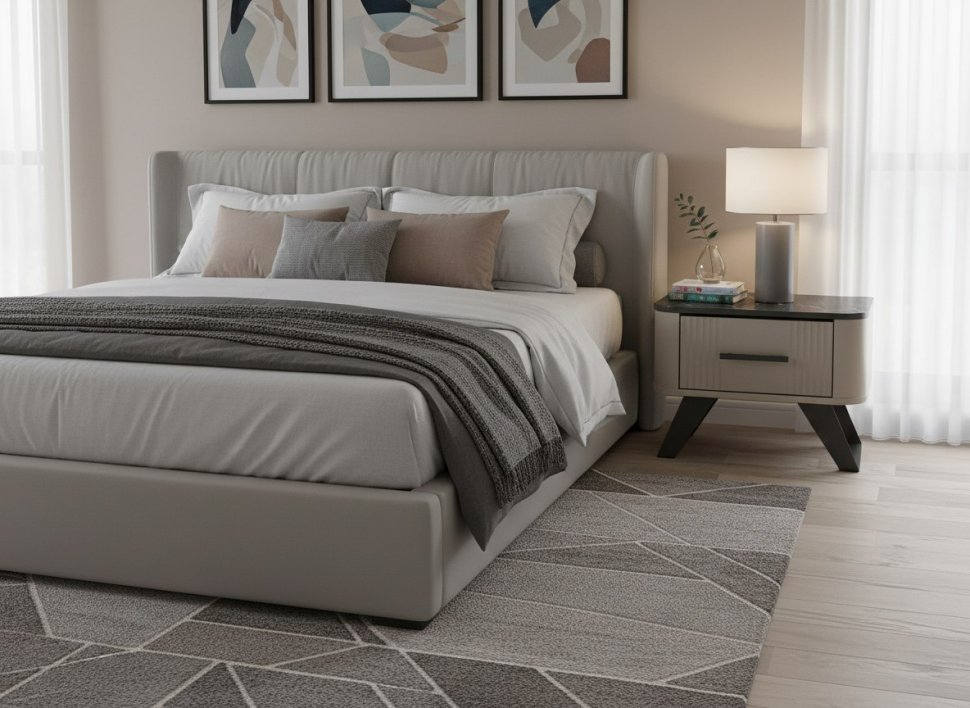 Фиделия тумба прикроватная 76.07 серый камень / мрамор черный